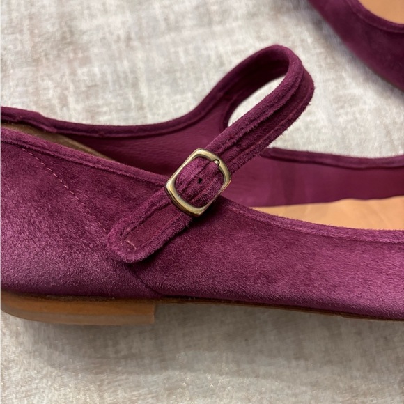 Caron Callahan Ellie Mary Jane Suede Ballet Flats‎ Mulberry Burgundy Size 40.5 - Picture 6 of 11
